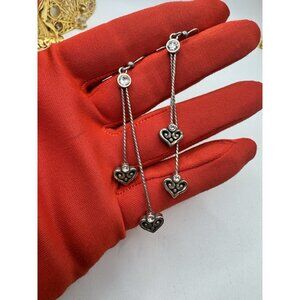 Brighton Alcazar Duet Heart French Wire Earrings Crystal Silver Plated